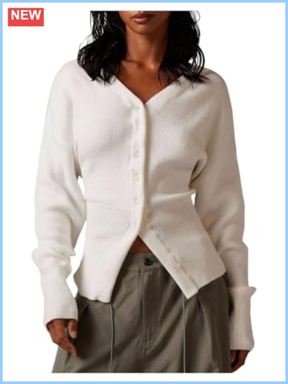 Button Up Cardigan Cozy Knit Sweater Cinched Waist Fall Winter